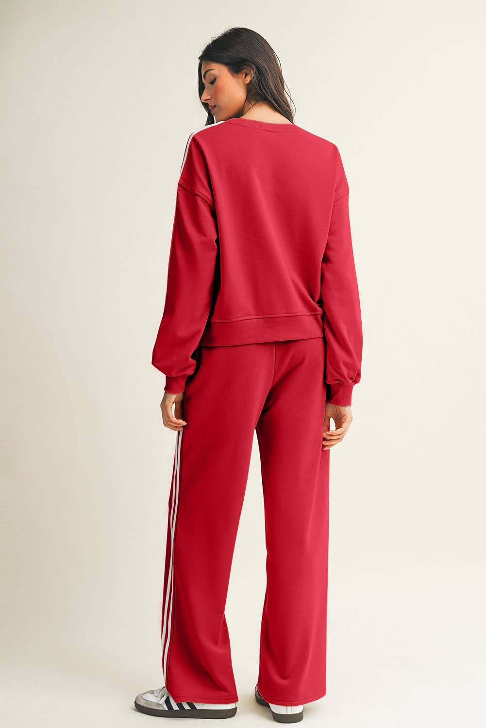 LDC Striped Crewneck Pullover Sweatpants 2pcs Outfit