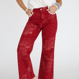 Red Bandana Frey Hem Denim