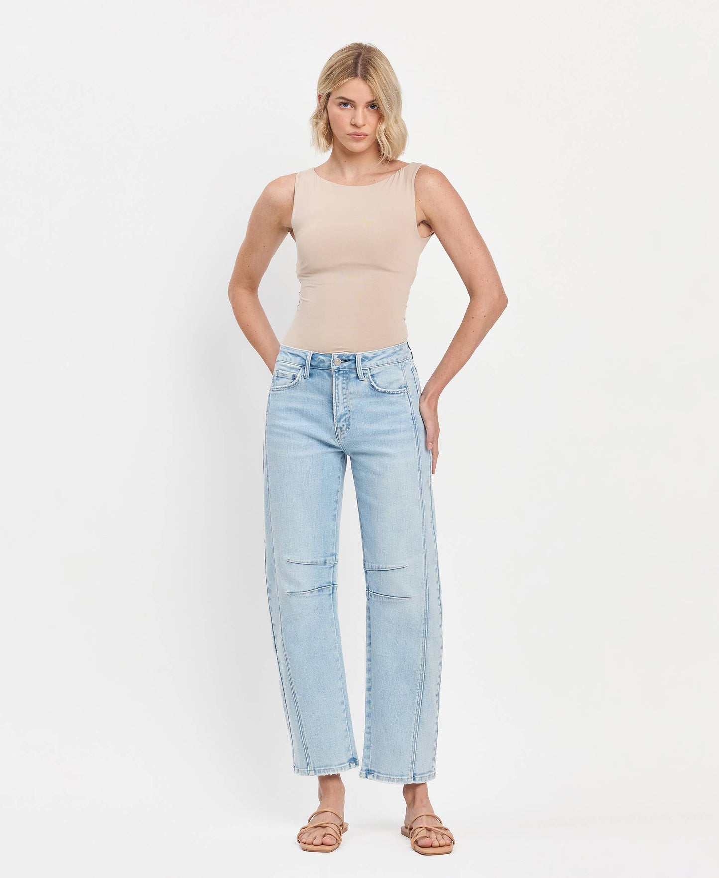 HIGH RISE BARREL LEG JEANS F5768LT