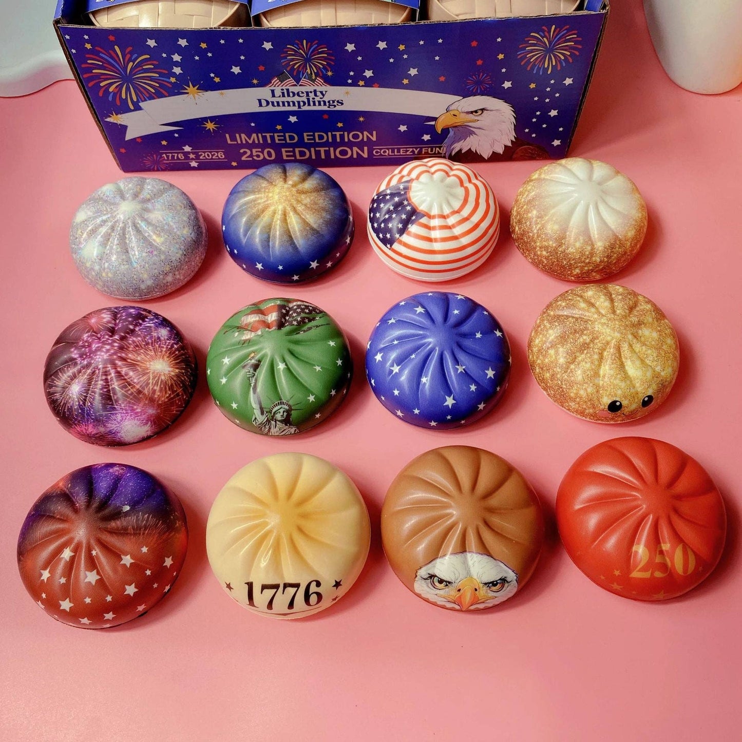 4th of July Squishy Dumpling Realistic Steamed Bun Stress Relief Squeeze Toy