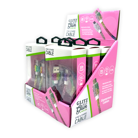 Glitz N Glam USB to USB-C 3FT Sync Charge Cable