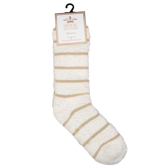 Women's Stripe Snuggle Socks   Off White/Cream   One Size