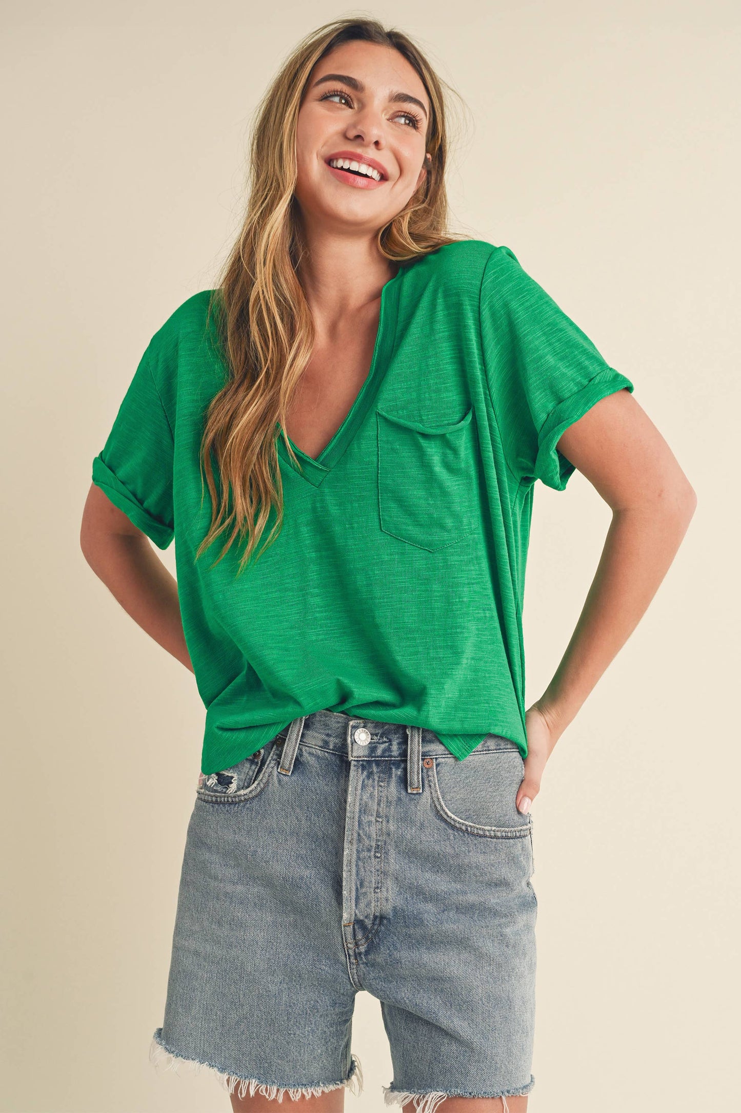 Zoie V-Neck Short Sleeve Top