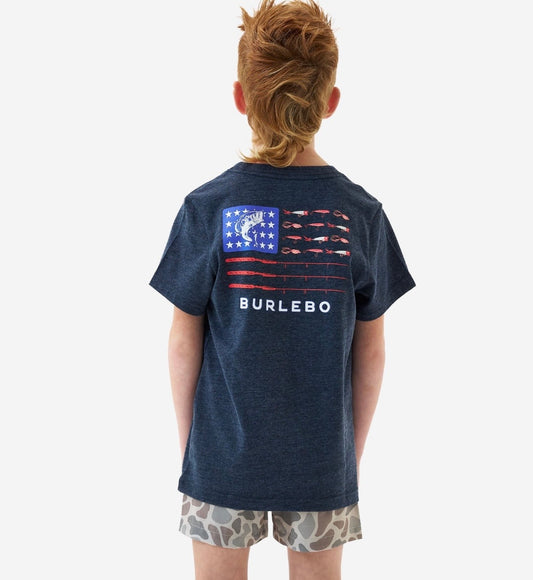 Burlebo Youth Flying USA Heather Navy Tee