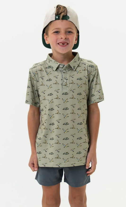 Burlebo Youth Flying Ducks Green Polo