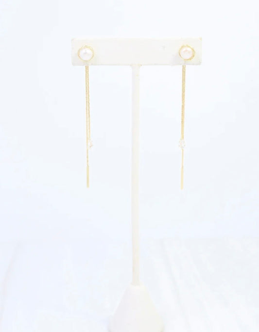 Monroe Pearl CZ Chain Dangle Earrings
