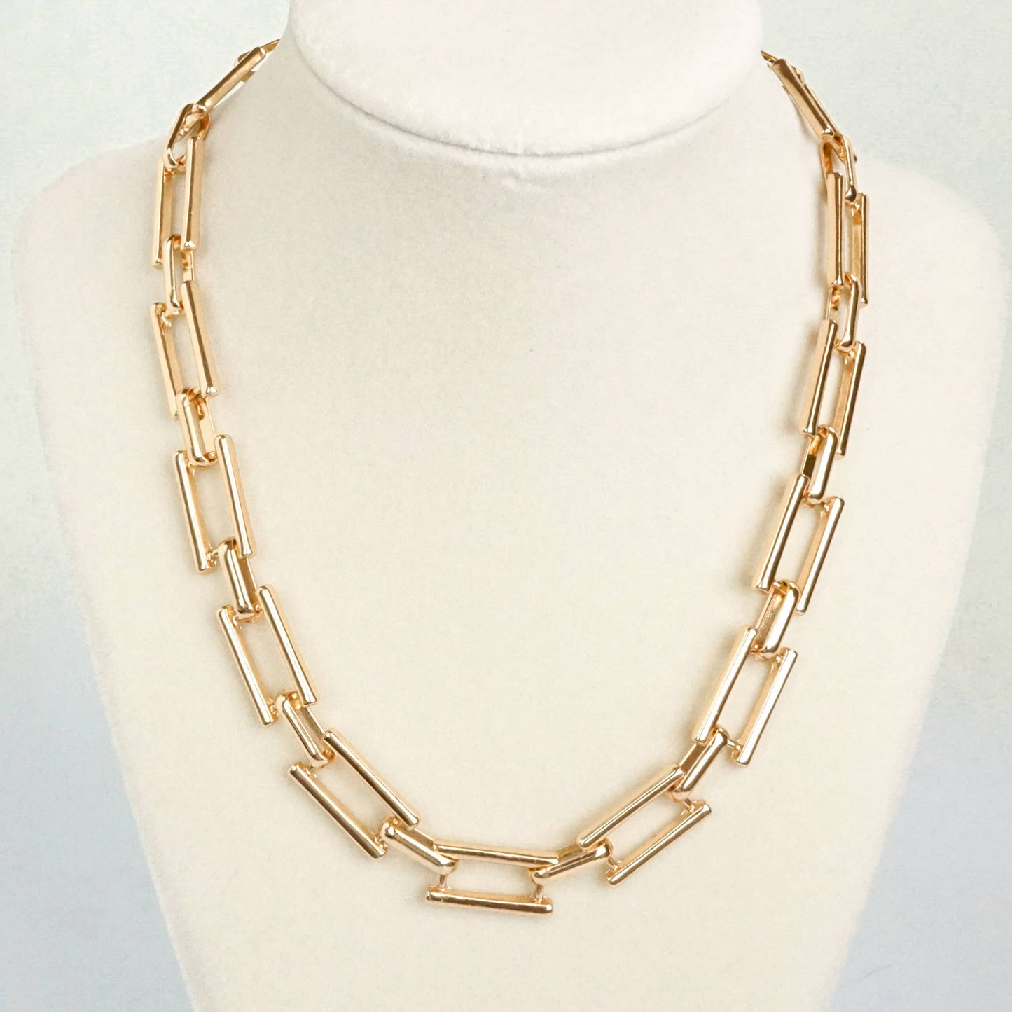 Flat Rectangle Golden Chunky Chain Necklace