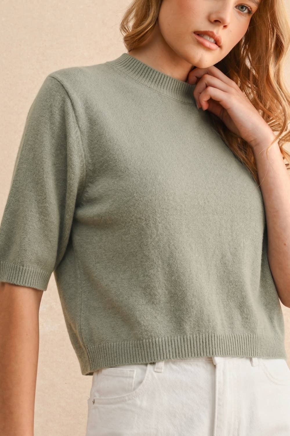 T3675   SHORT SLEEVE SWEATER TOP