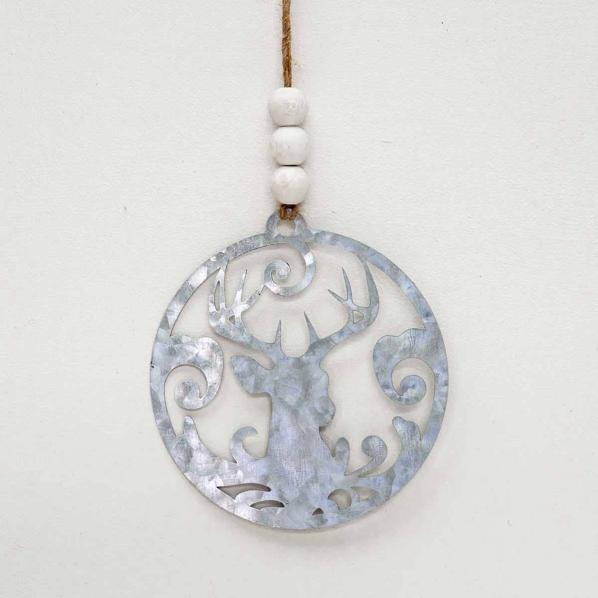 Galvanized Stag Ornament   Silver   4"