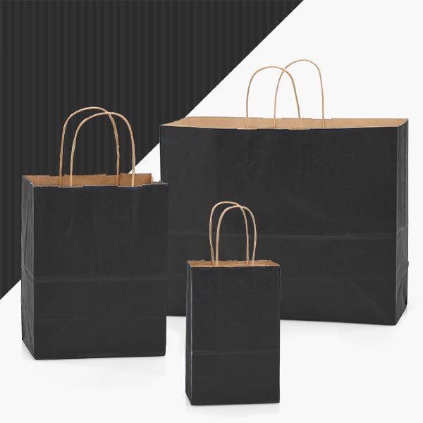 Recycled Shadow Stripe Kraft Paper Shopping Bags
