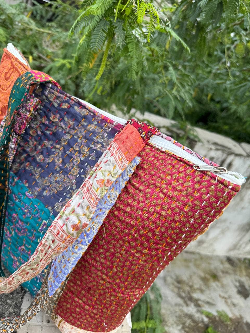 Indian Silk Kantha Women's Shoulder Patchwork Bag