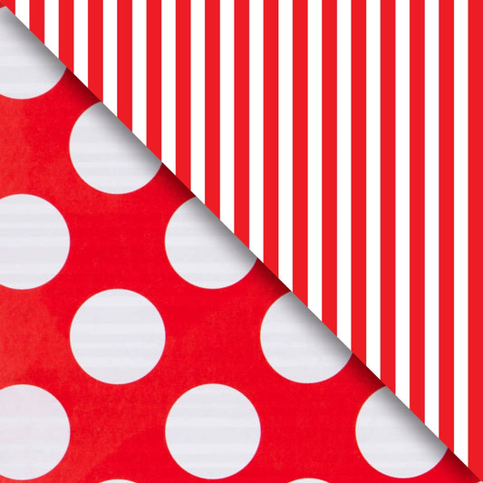 Red Dot & Stripe Gift Wrap - Rolls