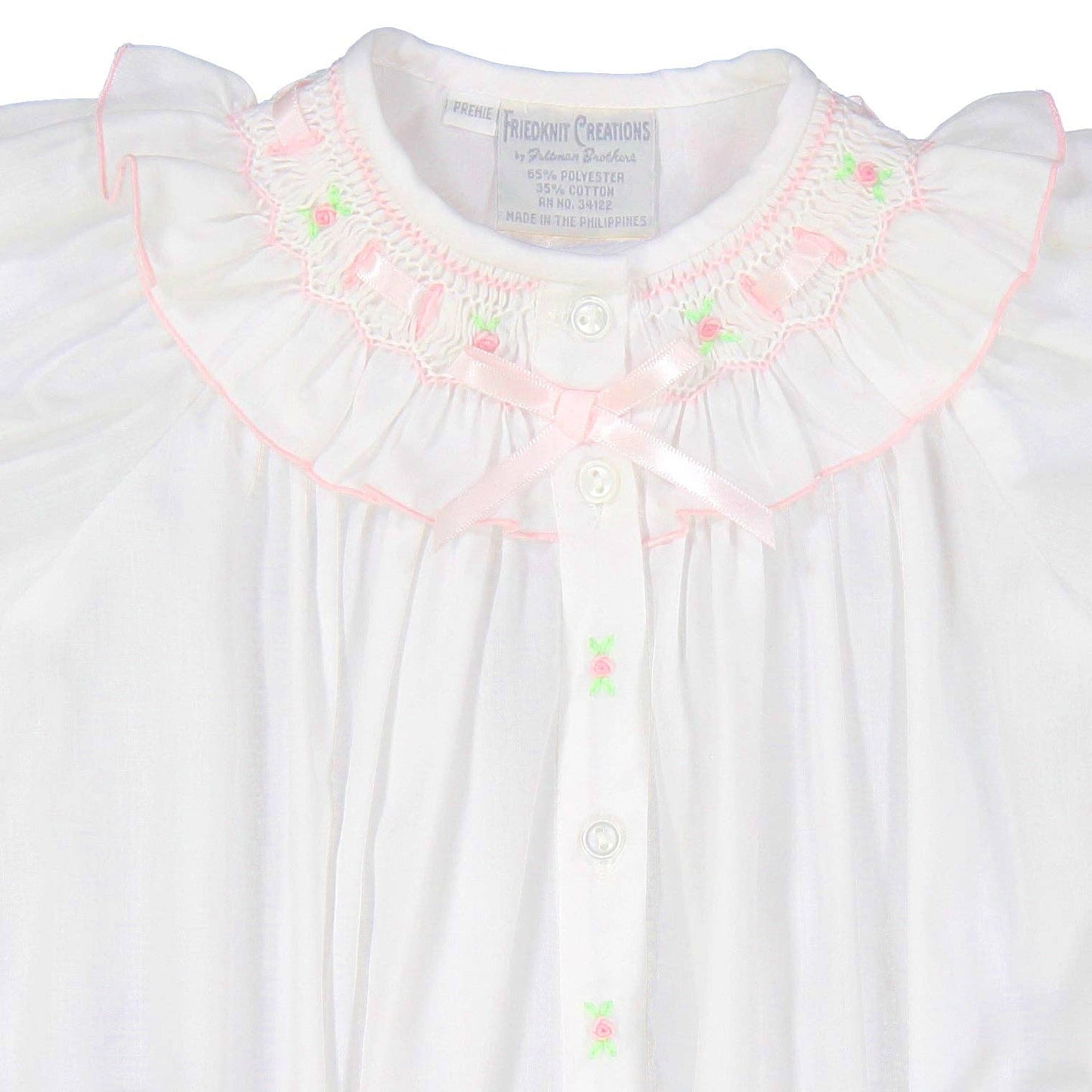 Preemie Ribbon Ruffle Smocked Take Me Home Gown with Hat