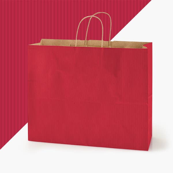 Recycled Shadow Stripe Kraft Paper Shopping Bags