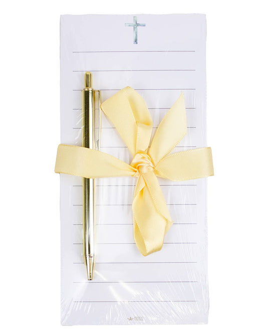 Jade Cross Notepad Gift Set   White/Blue   4x8.5