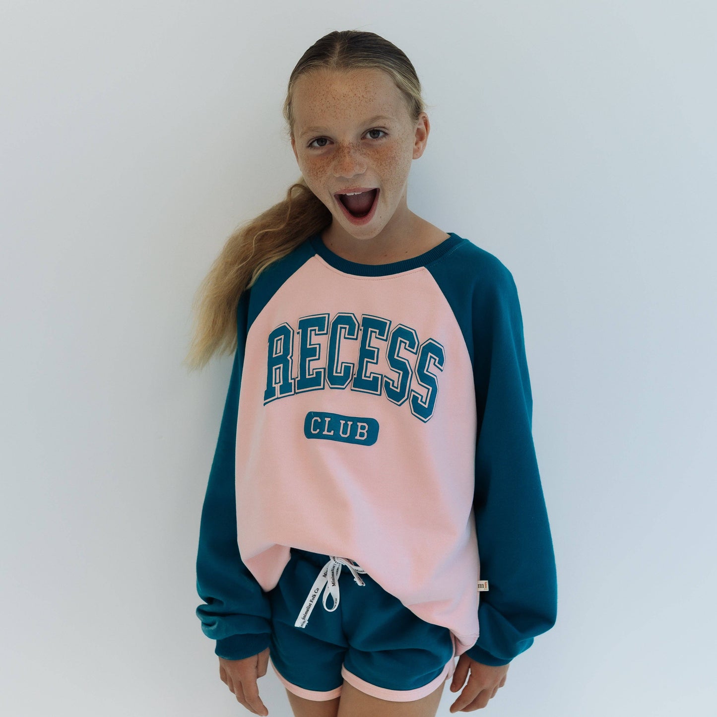 RECESS CLUB | DARK TEAL + PINK| oversized drop shoulder | KIDS
