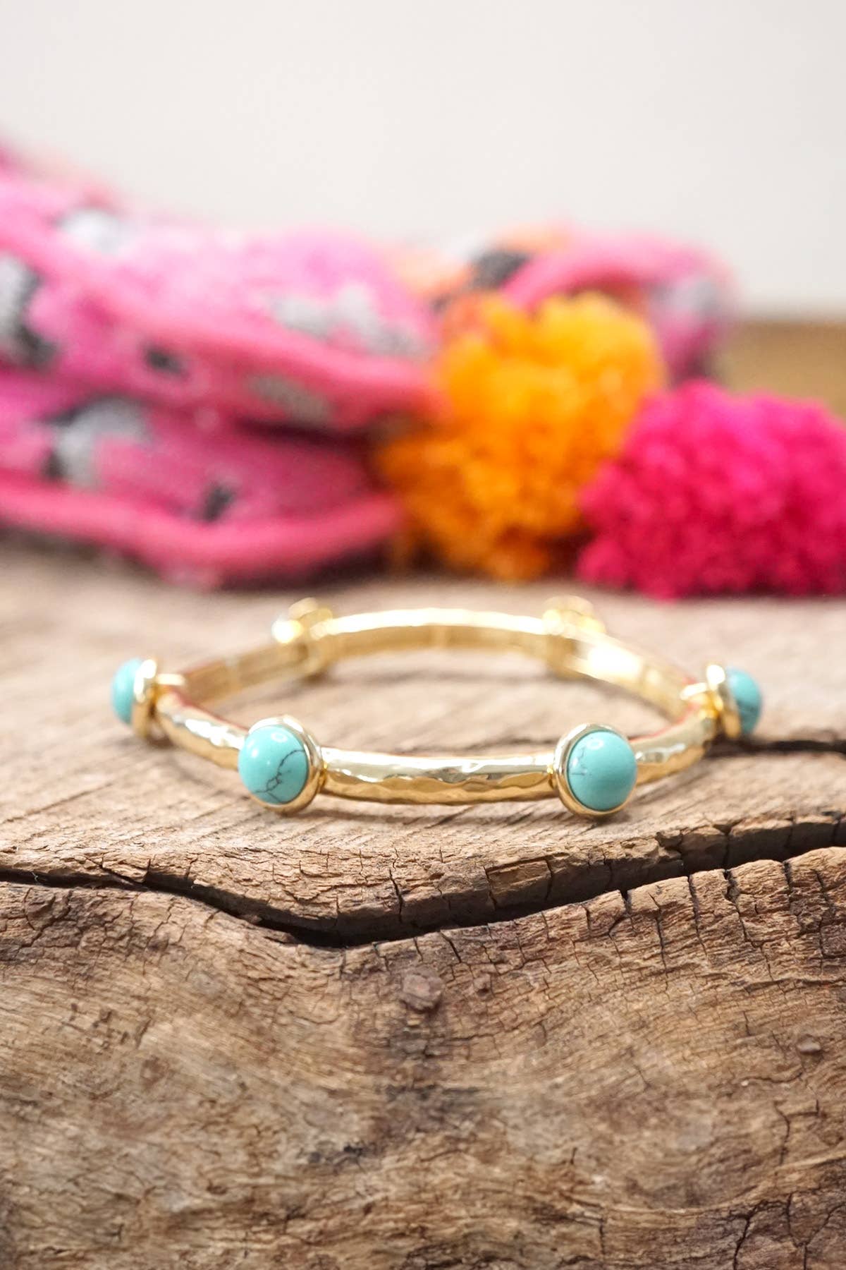 Jeweled Golden Bangle with semi precious stone dots