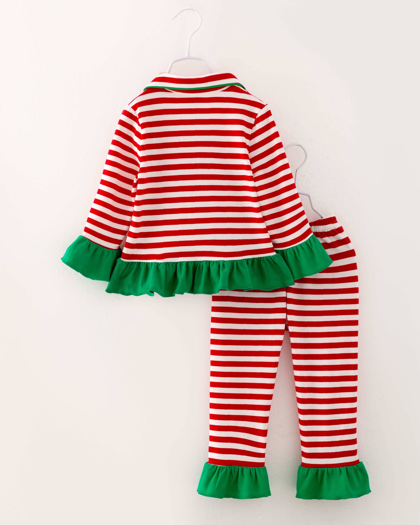 Christmas Stripe Ruffle Pajamas Set