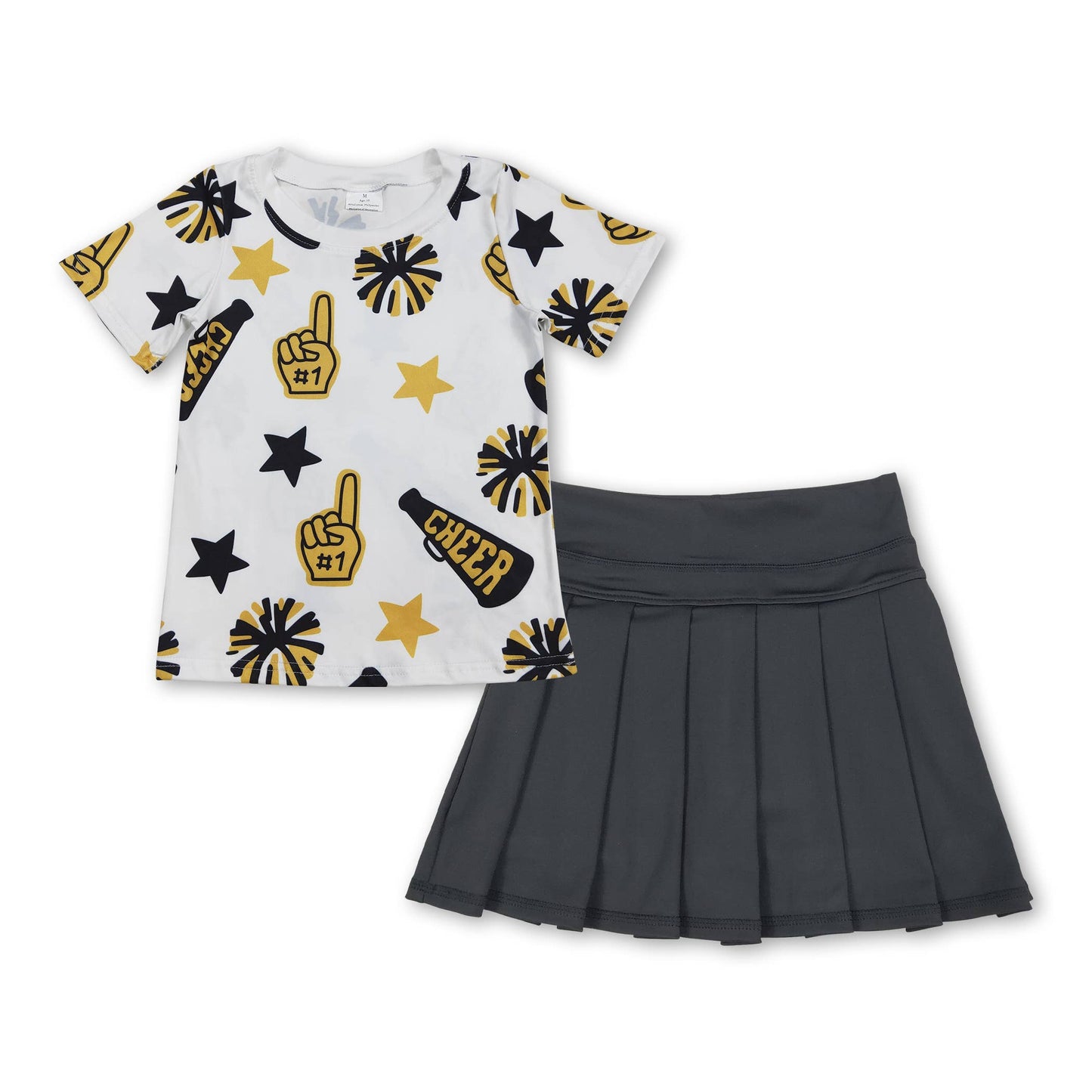 Blue cheer top pleated active skirt girls clothing set