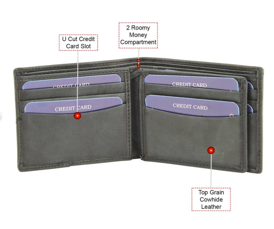 RFID Bifold w/Center I.D. Flap & Corner Contrast Notch 15715
