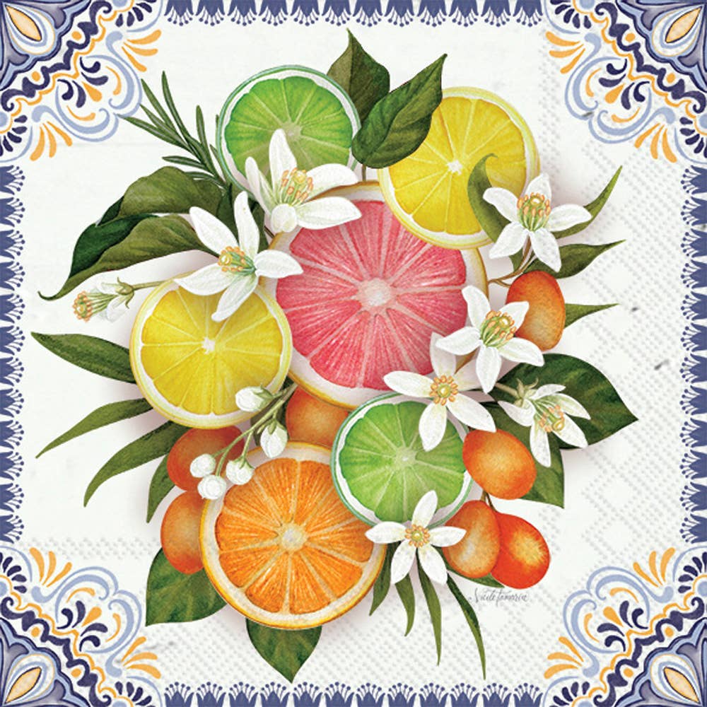 Paper Cocktail Napkin 20 Ct Mediterranean Citrus