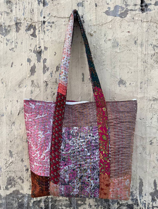 Indian Silk Kantha Women's Shoulder Patchwork Bag