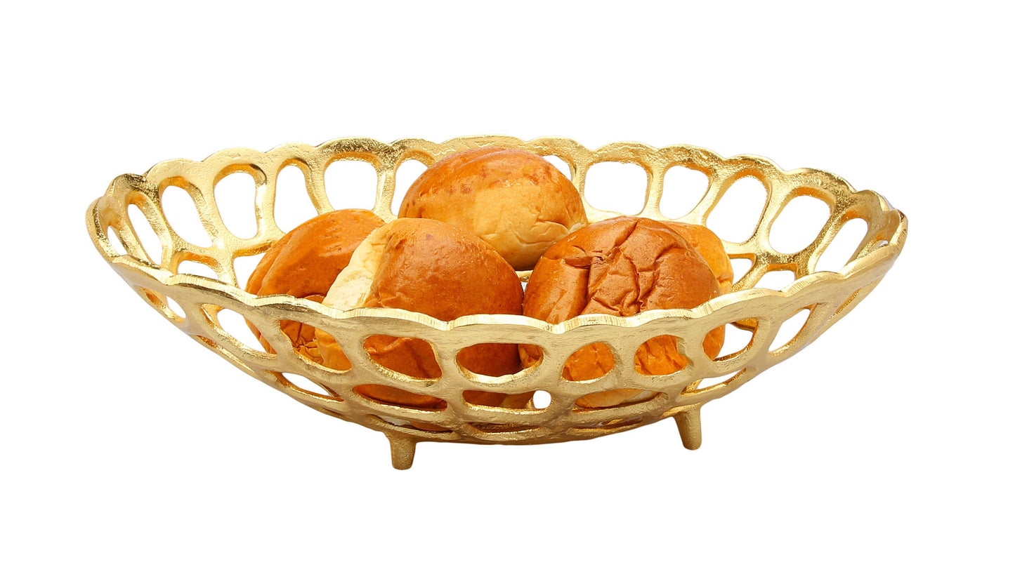 Gold Oval Looped Bread Basket