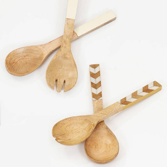 S/6 Wooden & Resin Assorted Salad Servers