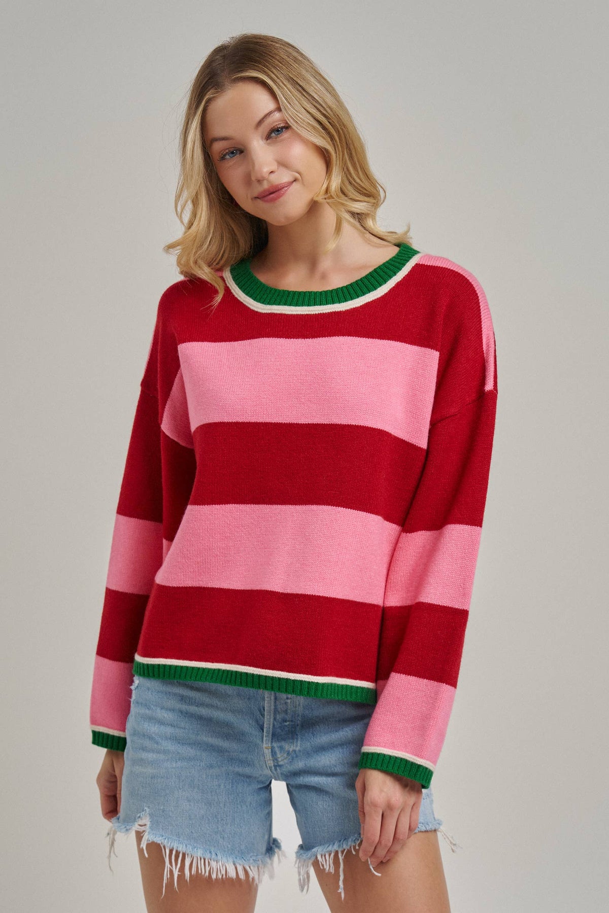 HOLIDAY CHRISTMAS STRIPE CASUAL COZY SWEATER_JLT00353-02