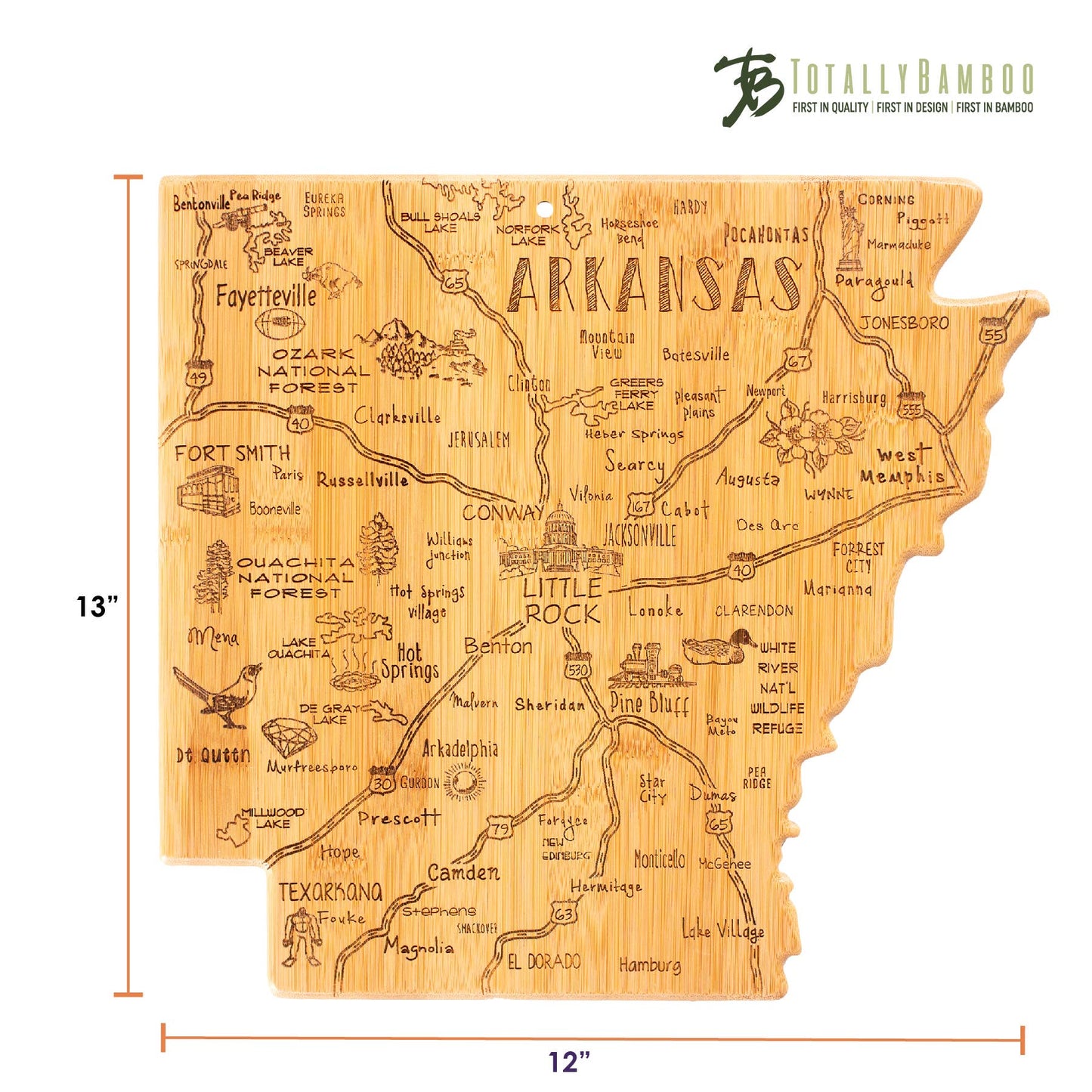 Destination Arkansas State-Shaped Serving & Cutting Board