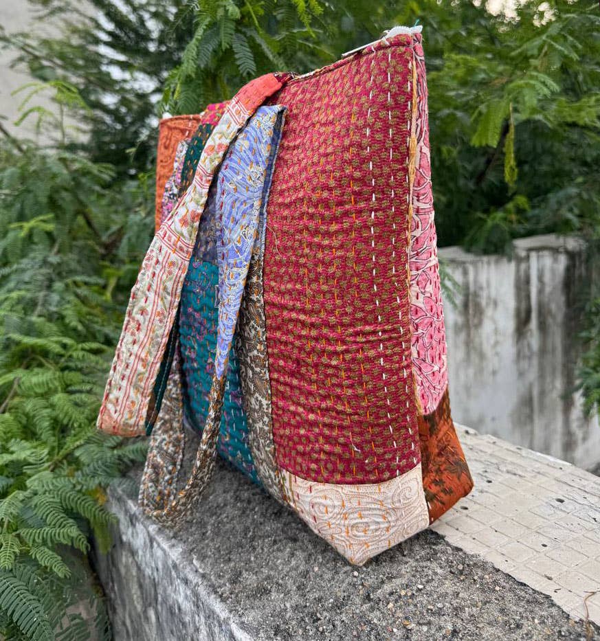 Indian Silk Kantha Women's Shoulder Patchwork Bag