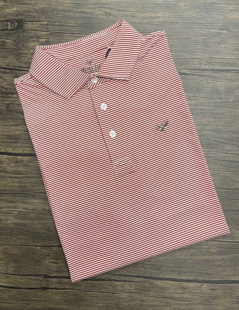 HtH Performance Polo- Crimson/White