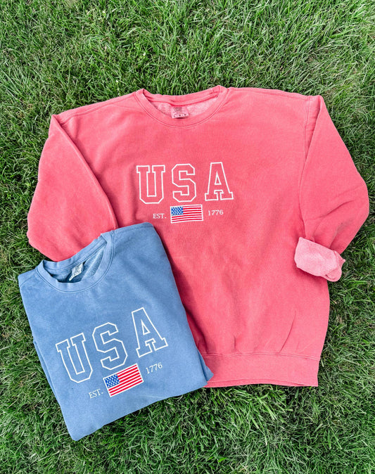 USA Embroidered Crew