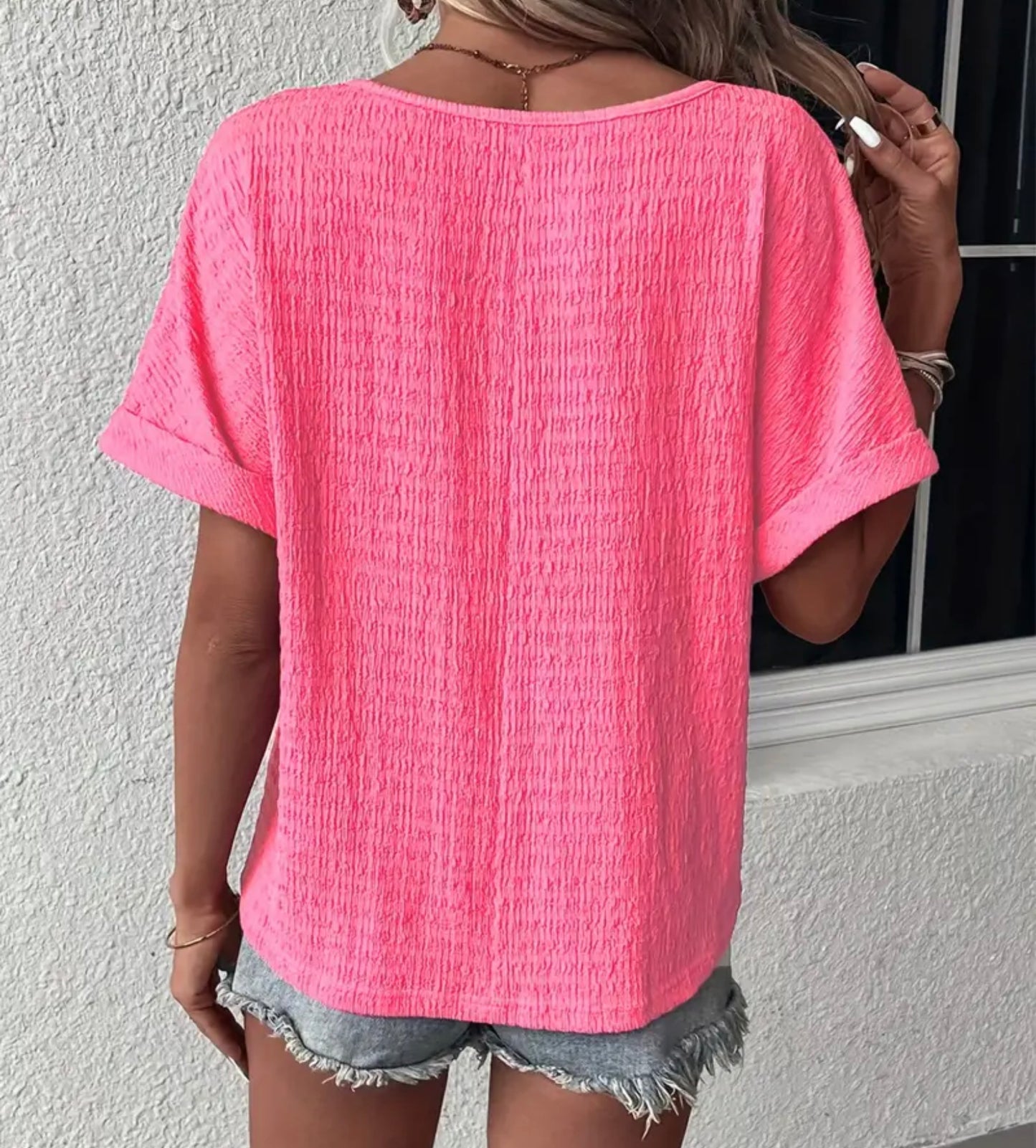 Pink v neck blouse