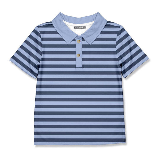 Boys Periwinkle & Navy Stripe Polo