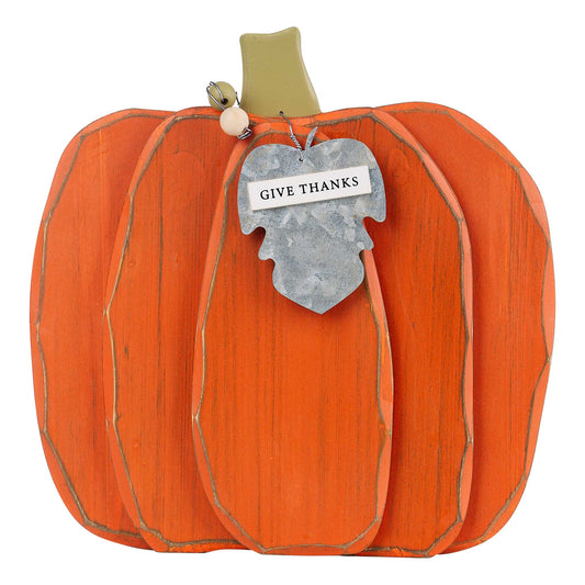 Give Thanks Wooden Large Pumpkin