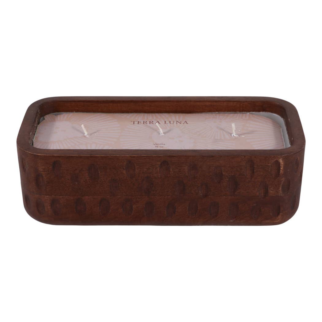 Scented Candle - Vanilla Soy Wax Brown Wood Hammered, 18 Oz.