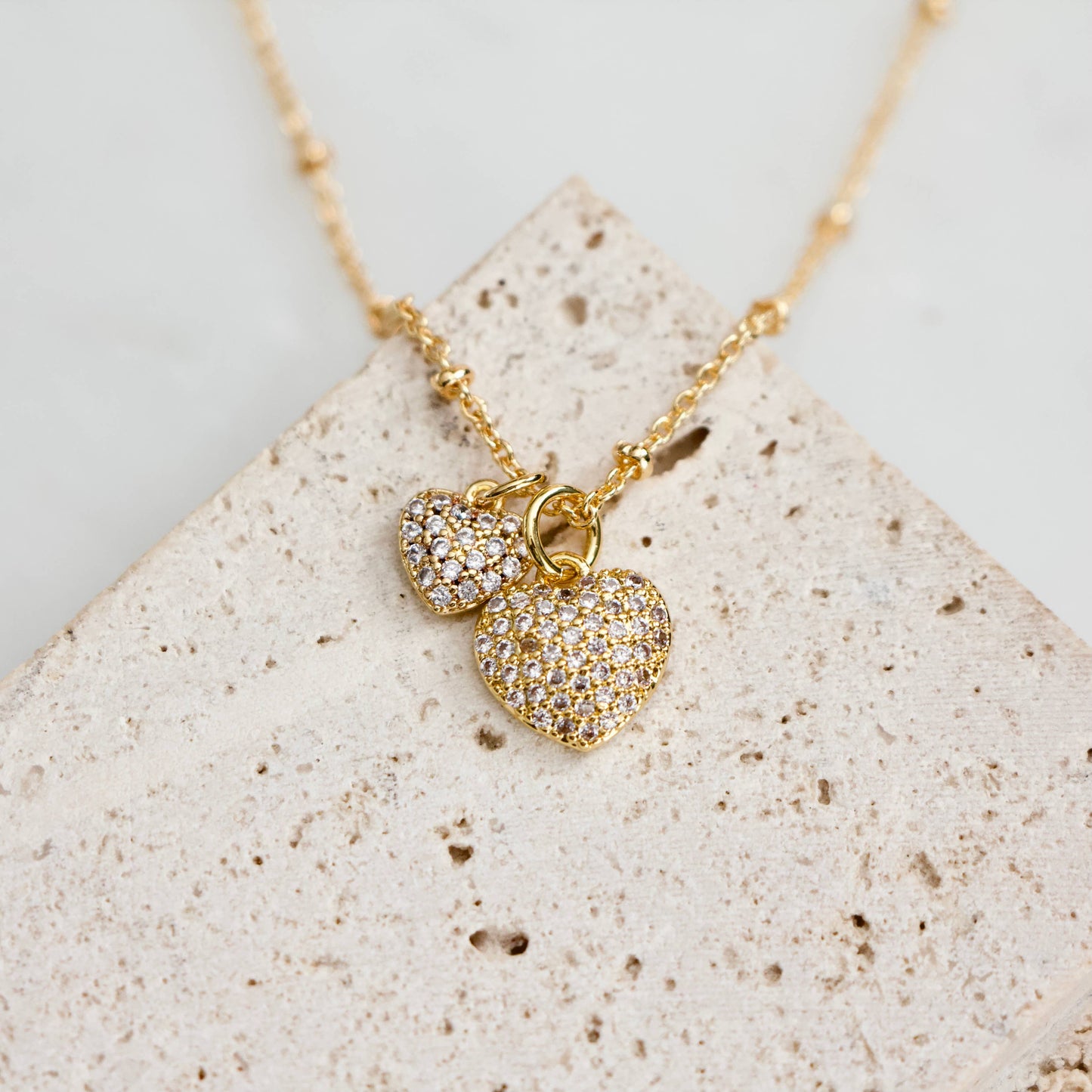 CZ Double Heart Necklace