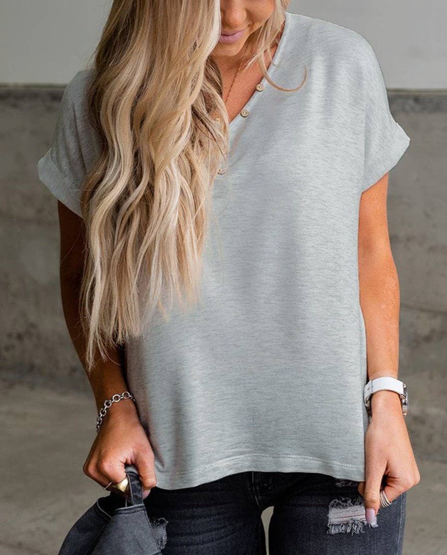 Buttoned Soft Knit Tee