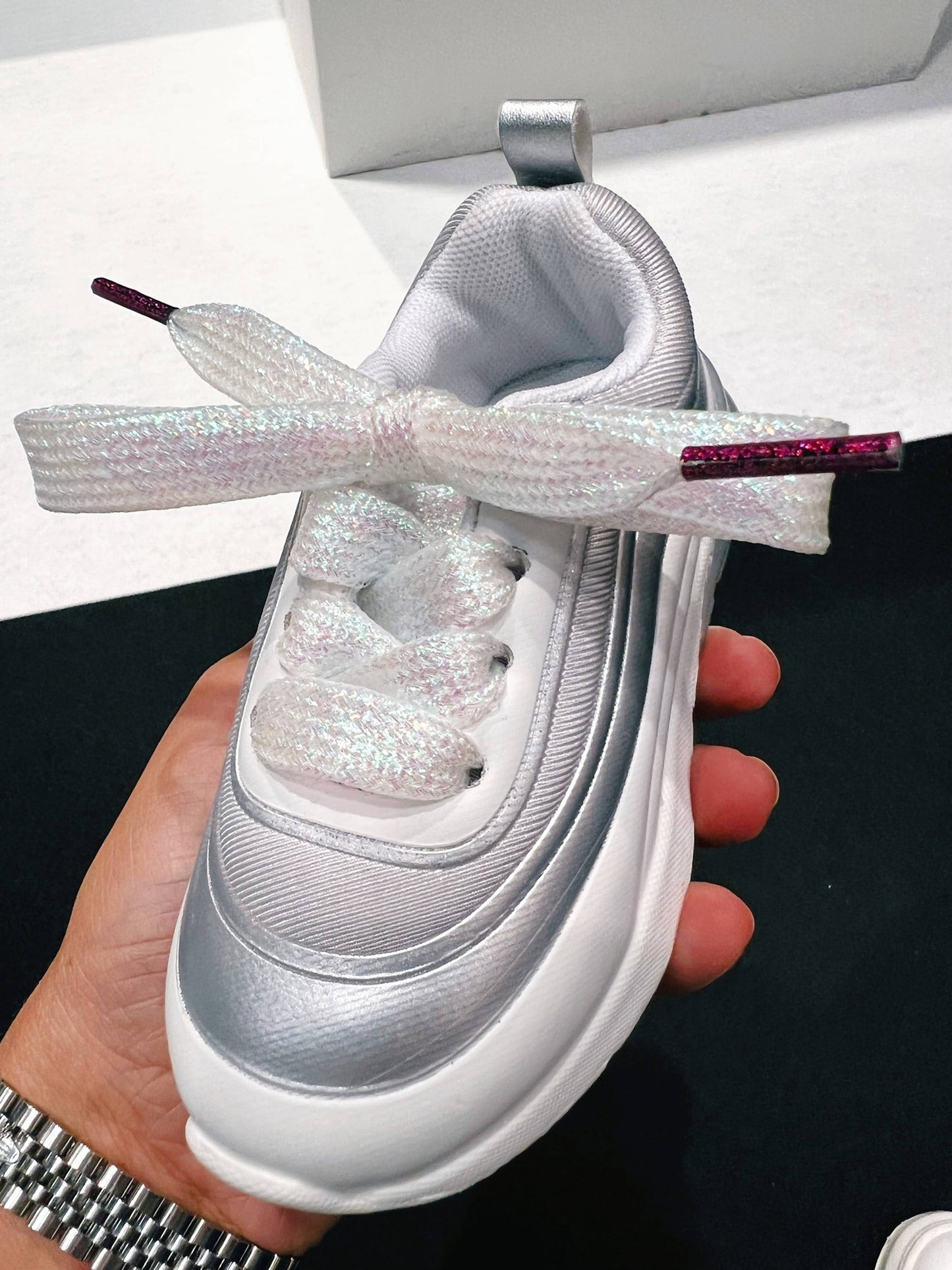 Kids Glitter White - Shoelaces