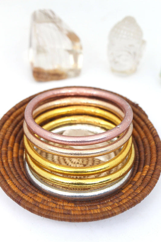 Buddha Bracelets, Mantra Bangle Gold & Metals