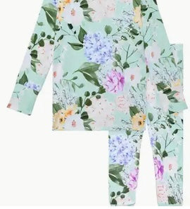 Girls Blue Floral Bamboo PJs