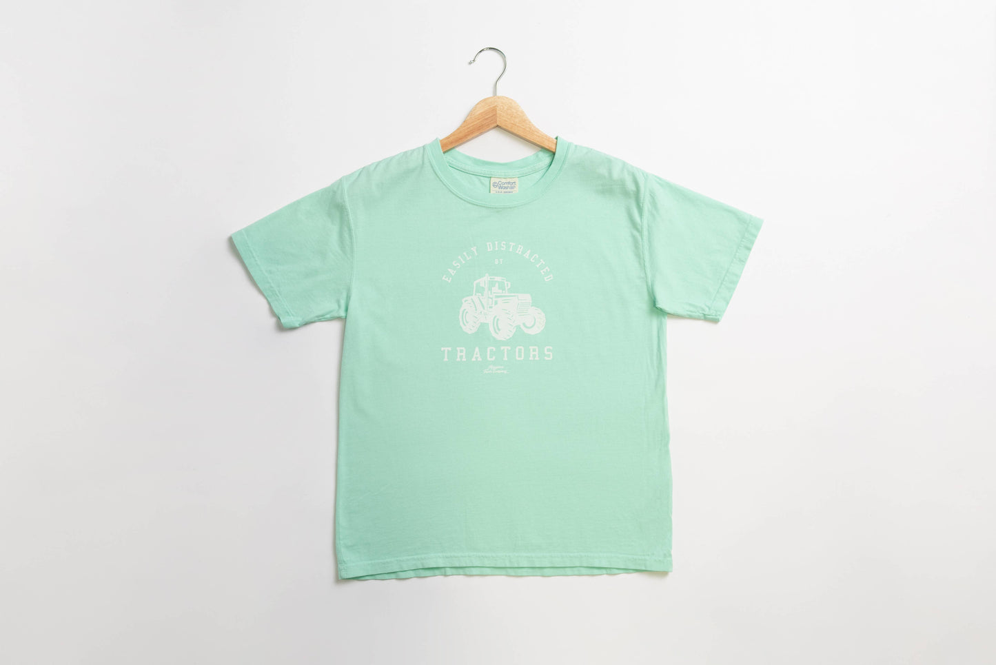 Western Easily Distracted by Tractors Mint Youth Tee