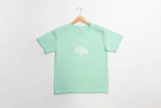 Western Easily Distracted by Tractors Mint Youth Tee