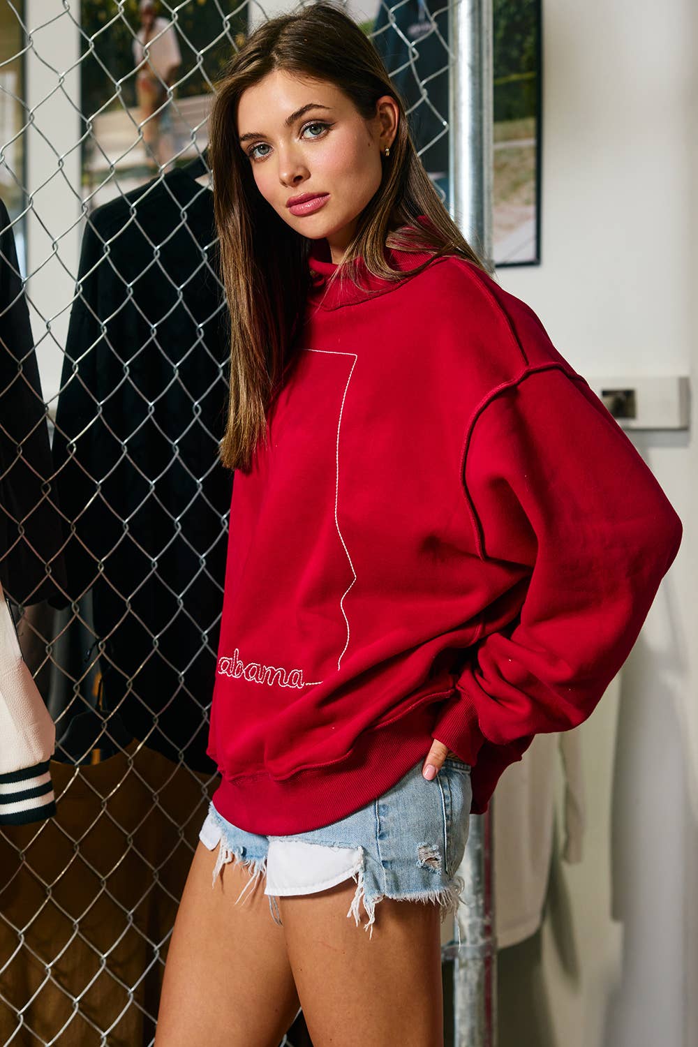 IT2594S-AR | 'Arkansas' State Map Embroidered Mock-neck