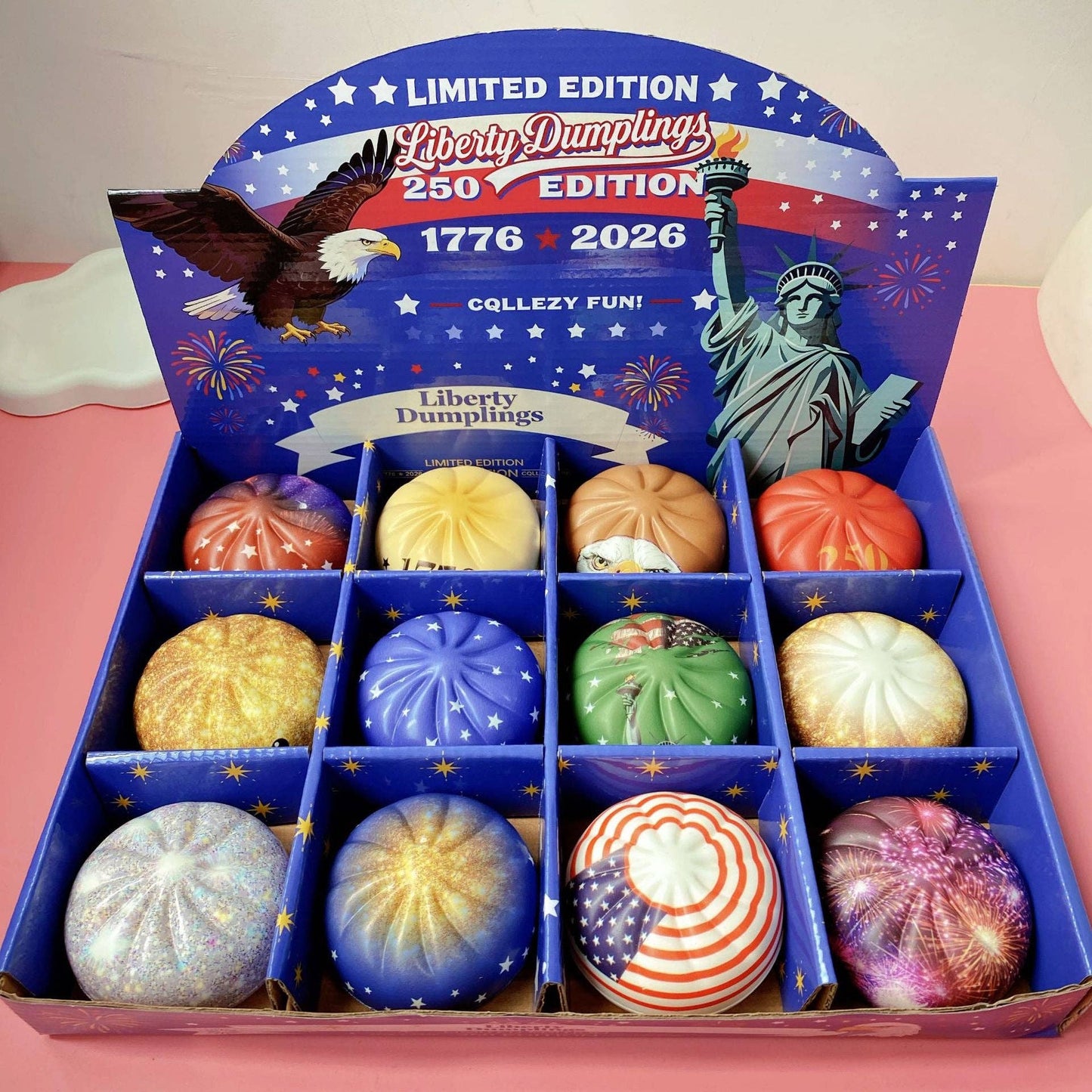 4th of July Squishy Dumpling Realistic Steamed Bun Stress Relief Squeeze Toy