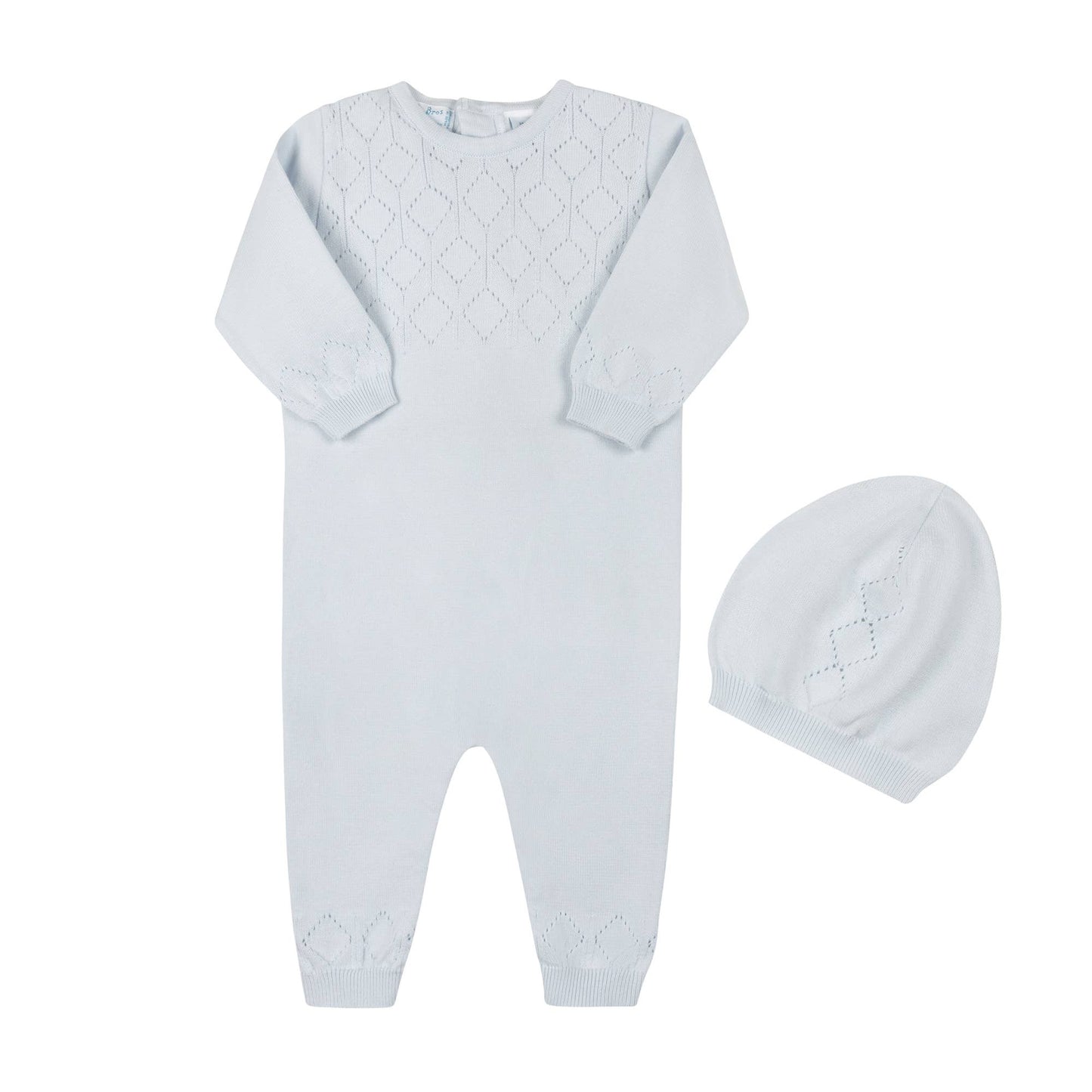 Lux Pointelle Knit Romper w/Hat