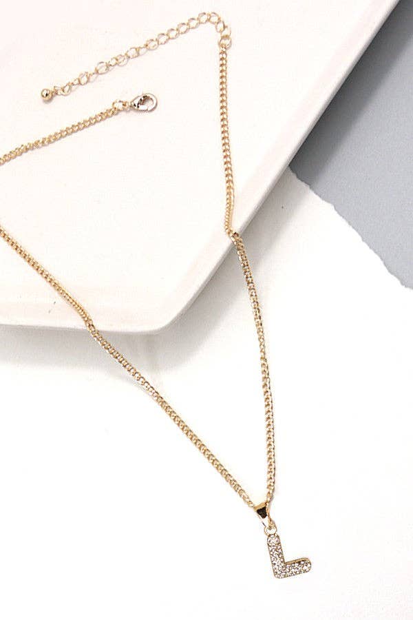 RHINESTONE INITITAL CHAIN NECKLACE