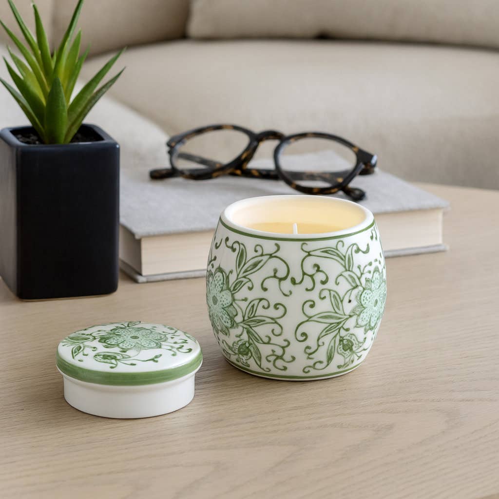 Scented Candle - Lavender Verbena Soy Wax Ceramic Lid,8.5Oz.