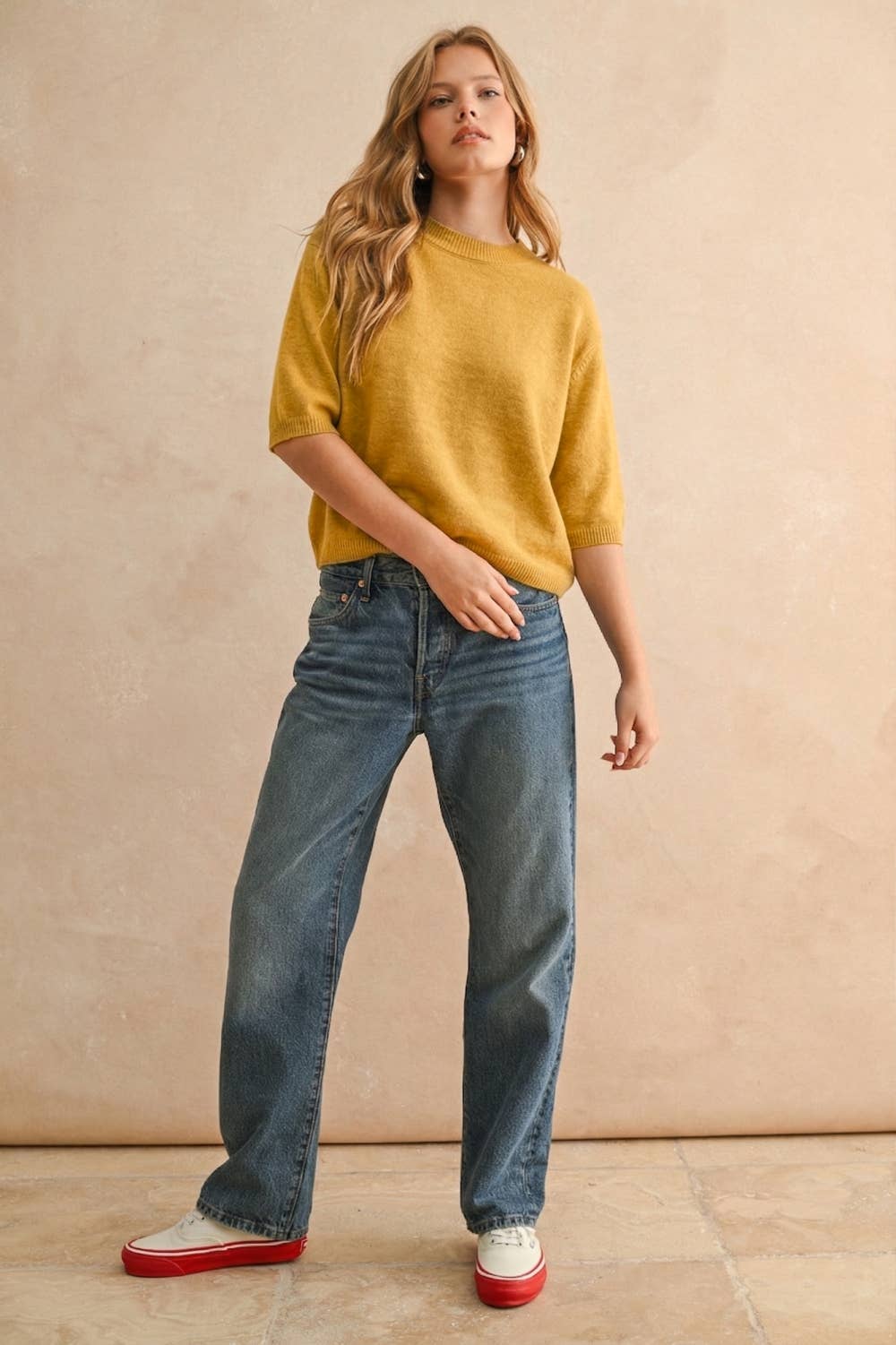 T3675   SHORT SLEEVE SWEATER TOP